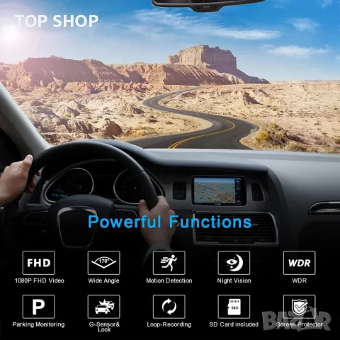 Високоскоростна камера Edospor Dash Cam за автомобили + 64G SD карта, снимка 8 - Аксесоари и консумативи - 48487399