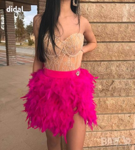 Бутикови корсет и пола с естествени пера , снимка 3 - Рокли - 44182556