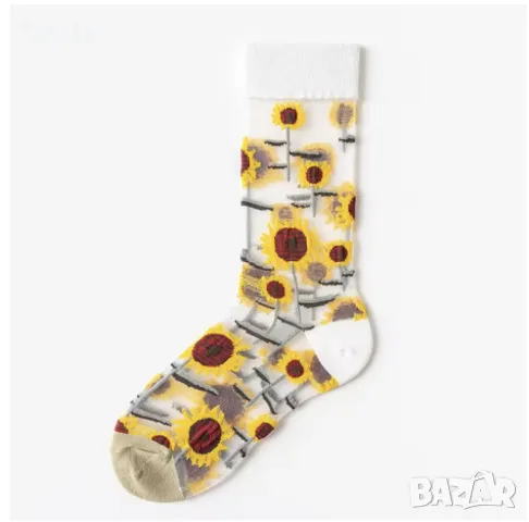 Арт Тюлени Чорапи - Слънчогледи, снимка 2 - Дамски чорапи - 47832679