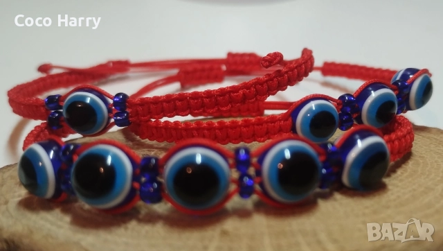 Гривна макраме,със синьо око,ръчна изработка