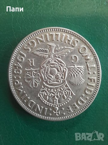 Колекционерска монета Британско сребро от 1943 г. Джордж VI 2 шилинга