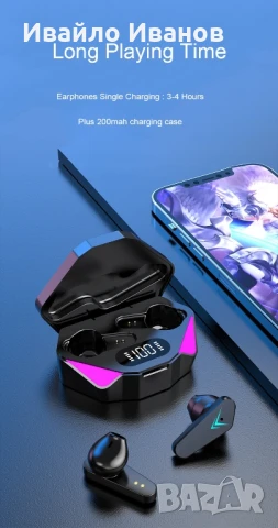 Геймърски блутут слушалки TWS + RGB Led, снимка 5 - Безжични слушалки - 50704299