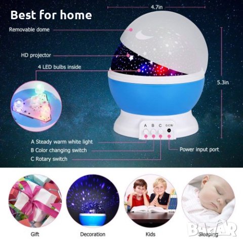Лампа прожекция - Dream Rotating Projection Lamp, снимка 5 - Настолни лампи - 44200081