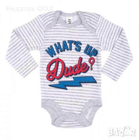 Памучно боди, What`s up dude, 6 - 12 м, Многоцветно райе