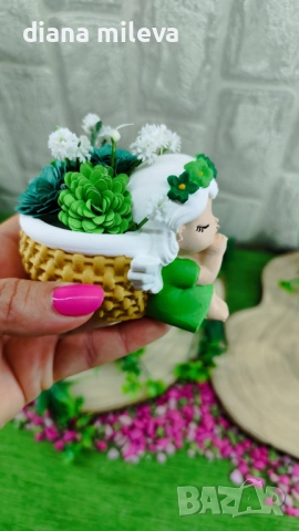 Ангелчета в зелен цвят!!, снимка 9 - Декорация за дома - 51459163