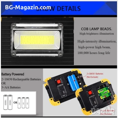 Мощна преносима къмпинг лампа LED осветление фенер презареждаща се USB за риболов палатка аварии, снимка 8 - Къмпинг осветление - 51016999