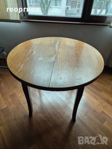 кръгла разтегателна маса масив 90 см, снимка 2 - Маси - 51896974