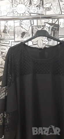 Макси туника в черно с ефектен тюл-точки!, снимка 6 - Туники - 52307506