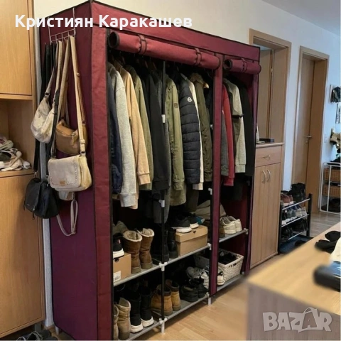 Трикрилен Текстилен Гардероб, снимка 5 - Гардероби - 54266515
