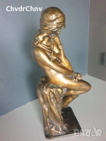 44см-9кг Ginotti бронзова скулптура/еротика/стара италианска фигура на гола жена-робиня/статуетка, снимка 3 - Статуетки - 52463473