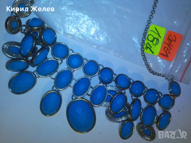 СИНЯ МОДНА ОГЪРЛИЦА 20461, снимка 4 - Колиета, медальони, синджири - 29744651