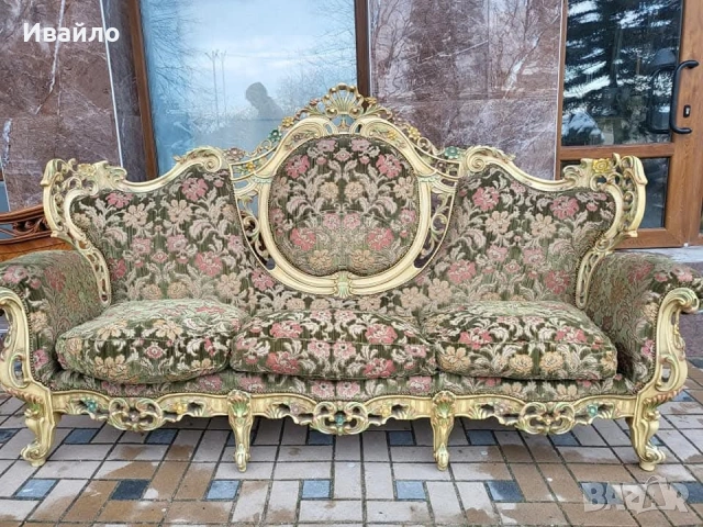 Италианска барокова холна гарнитура , снимка 7 - Дивани и мека мебел - 53905075