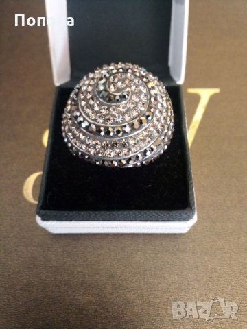 Уникален огромен сребърен пръстен със Сваровски кристали , снимка 5 - Пръстени - 30538197