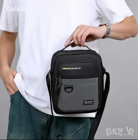 Компактна, Елегантна и Стилна Мъжка универсална черна чанта с презрамки!, снимка 8 - Чанти - 50222812