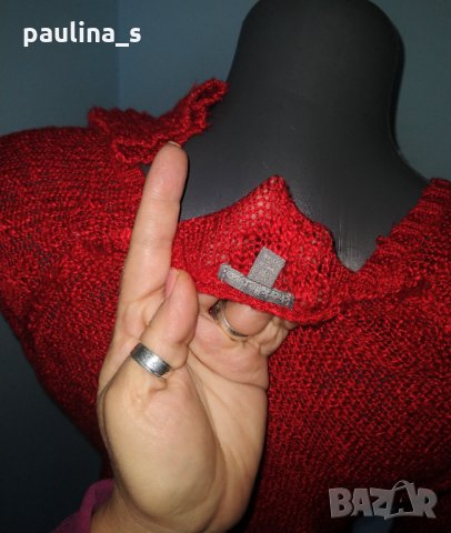 Червен пуловер тип туника с издължена задна част "charlotte russe" / голям размер / унисайз , снимка 6 - Блузи с дълъг ръкав и пуловери - 30380364