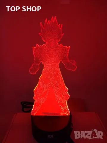 Dragon Ball Super Saiyan God Goku Екшън фигурки 3D настолна лампа 7 променящи цвета нощна лампа, снимка 6 - Настолни лампи - 48853435