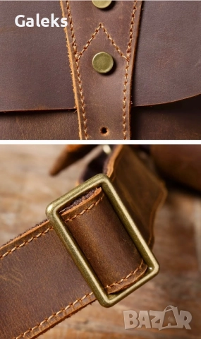 Мъжка кожена  ретро чанта “WIECZNE” Луксозна кафява Crazy Horse* кожа!, снимка 8 - Чанти - 51700203