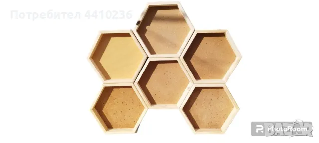 Шестоъгълна дървена рамка, Дървена рамка пчелна пита, снимка 5 - Декорация за дома - 49427228