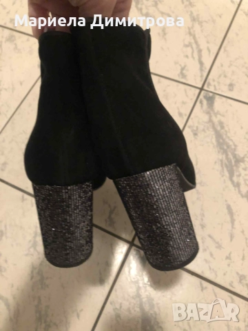 Дамски боти с брокатен ток, снимка 5 - Дамски боти - 52364670