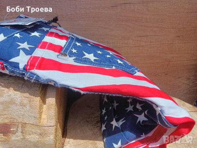 Летни къси дънкови панталони с принт на американското знаме, снимка 3 - Къси панталони и бермуди - 44478738