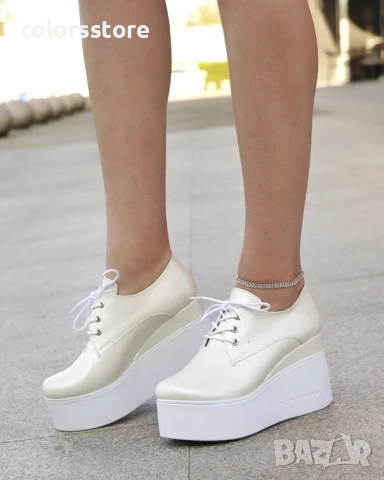 Обувки на платформа - бяла перла - 120K , снимка 2 - Дамски ежедневни обувки - 51401030