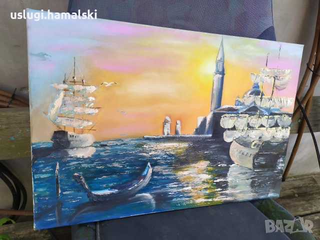 Картина платно/масло, снимка 2 - Антикварни и старинни предмети - 52637113