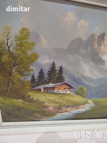 Картина пийзаж върху платно с подпис, снимка 7 - Картини - 51676658