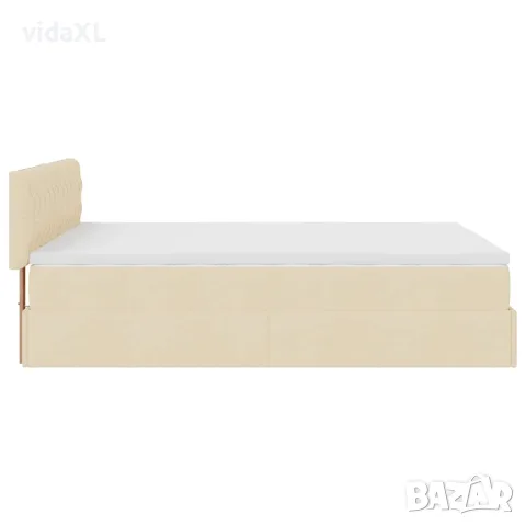 vidaXL Османска легло с матрак, кремаво, 140x200 см, плат, снимка 10 - Спални и легла - 56147042