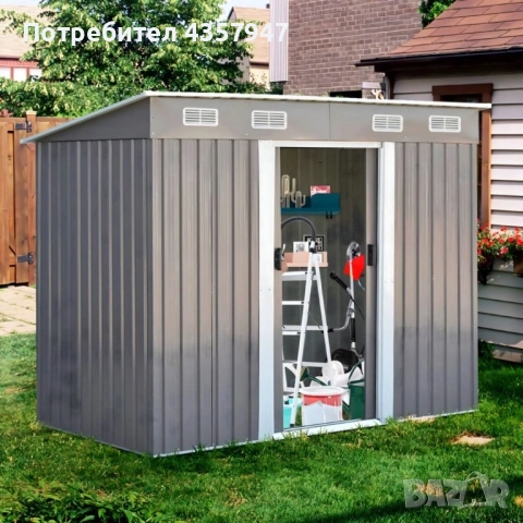 Метална градинска къща за инструменти – здрава, вентилирана и с възможност за заключване, снимка 6 - Други стоки за дома - 53156885
