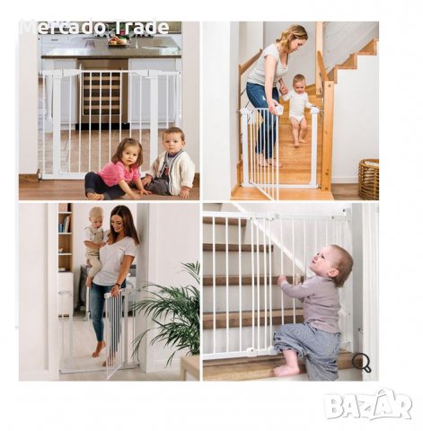 Предпазна решетка Mercado Trade, За деца, Автоматично затваряне, Бял, снимка 2 - Мебели за детската стая - 40059855