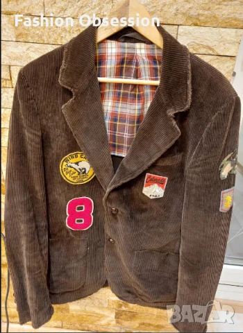 Мъжко сако REPLAY, кафяво памучно, размер L, снимка 7 - Сака - 50947381