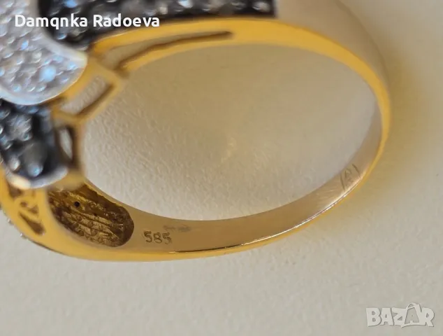 Златен пръстен със 77 Диаманта 14 карата 585, снимка 3 - Пръстени - 50296052