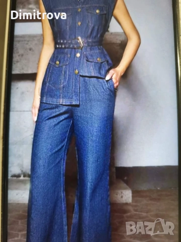 Дамски страхотен дънкен костюм, снимка 2 - Костюми - 54230708