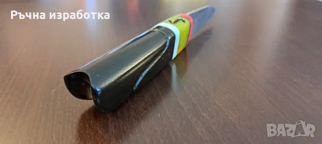 ръчно изработен нож от дамаска стомана и биволски рог Дамаск ножче, снимка 2 - Ножове - 48080089