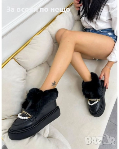 Black Weekend💯✅🖤 Дамски Черни Боти С Пух Код A1191