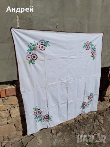 Стара бродирана покривка за маса #5, снимка 2 - Антикварни и старинни предмети - 32075478