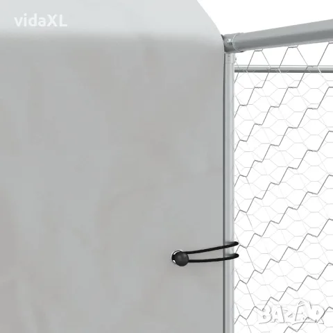 vidaXL Външна клетка за куче с покрив сребриста 6x6x2,5 м стомана, снимка 7 - За кучета - 56146863