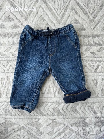 Бебешки подплатени термо дънки, снимка 2 - Панталони и долнища за бебе - 42834155