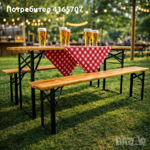 С ДЕФЕКТ - Сгъваем комплект градинска маса с 2 пейки - От чамово дърво - С ДЕФЕКТ виж снимките, снимка 9 - Градински мебели, декорация  - 53997408