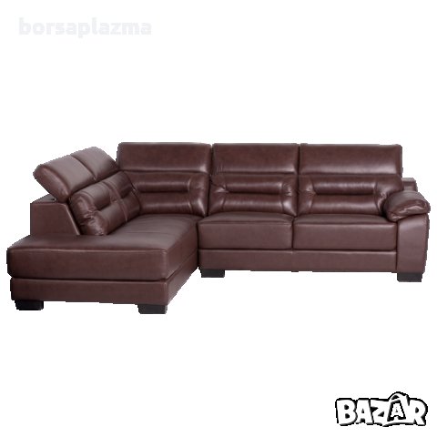 Кожен ъглов диван ADRIANA - кестен, снимка 1 - Дивани и мека мебел - 33719893