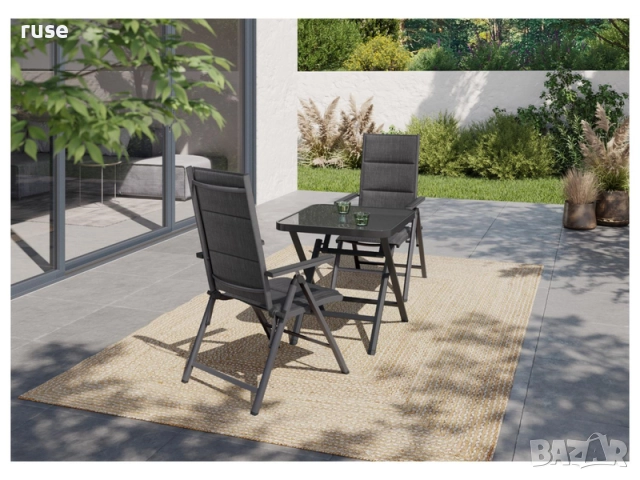 НОВА! Сгъваема алуминиева маса Хюстън/Торонто със стъклен плот 70х70х70см, снимка 6 - Градински мебели, декорация  - 52400773