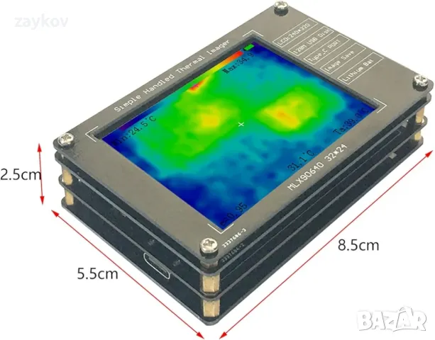 MLX90640 Ръчна безконтактна камера за измерване на температура 3.2-инчов LCD екран, снимка 3 - Друга електроника - 50132758
