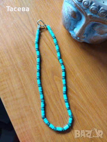 Колие от тюркоаз със зелен авантюрин , снимка 2 - Колиета, медальони, синджири - 42214193