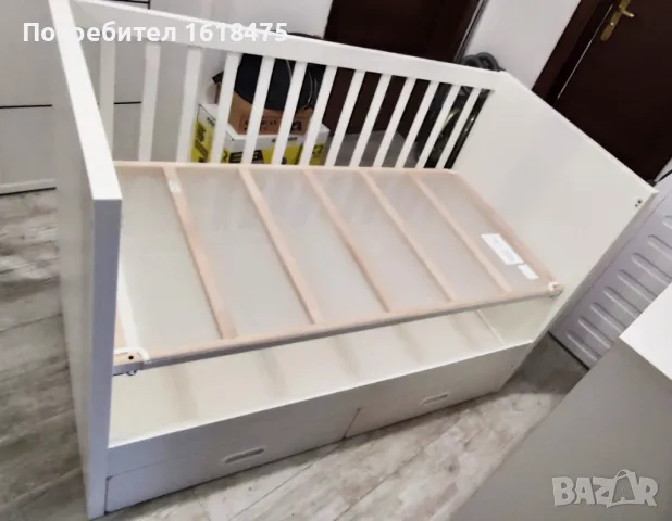 Бебешко/Детско креватче с две нива ИКЕА+подаръци матраче и комарник, снимка 7 - Мебели за детската стая - 49042598