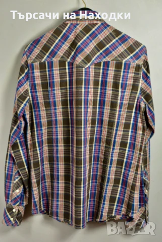 $148 Мъжка риза True Religion Western Pearl Button Snap Plaid Shirt 100% памук М, снимка 3 - Ризи - 50957431