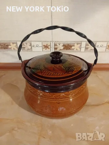 ГЛИНЕНО ГЮВЕЧЕ С КАПАК И ДРЪЖКА , снимка 9 - Съдове за готвене - 56040281
