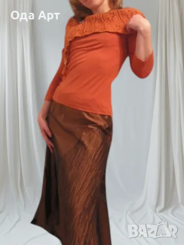 Уникална, ефектна и стилна пола с асиметричен дизайн и златист отблясък., снимка 7 - Поли - 49920059