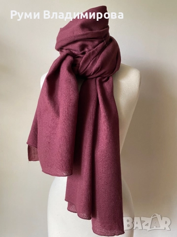 Шал в цвят бордо Bruuns bazaar 50 % вълна и 50 % коприна