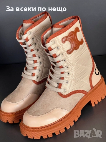 Celine Дамски Бежови Боти Селин Код E928, снимка 2 - Дамски боти - 51956070