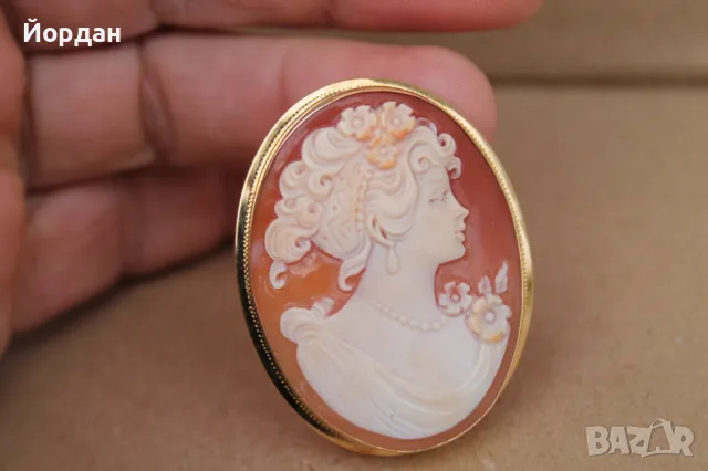 Изящна брошка с камея и златен обков, снимка 12 - Други стоки за дома - 49753837